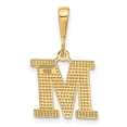 thumbnail image 3 of 14k Yellow Gold Textured Initial M Charm Pendant, 3 of 4