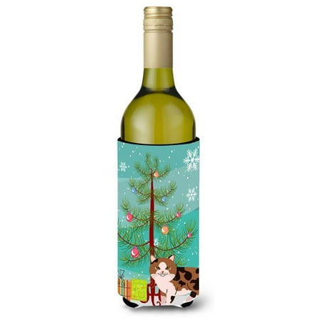 

Manx Cat Merry Christmas Tree Wine Bottle Beverge Insulator Hugger