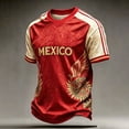 thumbnail image 2 of Mexico Soccer Jersey Shirts for Men 2026 Country Team Short Sleeve Crew Neck 2D Graphic Football Shirt Retro Streetwear Top, Red XXXXL, 2 of 4