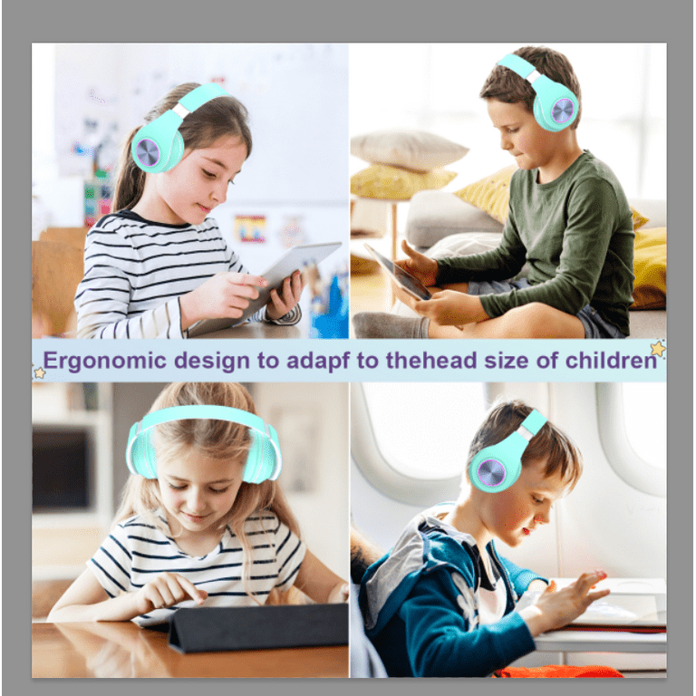 Bluetooth Kids Headphones with Microphone Children s Wireless Headsets with 12H Playtime 85dB Volume Limited Hearing Protection Stereo Over Ear