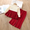 thumbnail image 5 of ITSAME Girls 2-Piece Long Sleeve Peplum Top and Pants Set Fall Winter Casual Knit Clothing Outfit Wine Size 7, 5 of 7