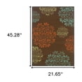 thumbnail image 3 of 2' X 4' Brown Floral Stain Resistant Indoor Outdoor Area Rug, 3 of 7