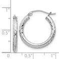 thumbnail image 2 of 925 Sterling Silver Polished Hollow tube Hinged post 2.25mm Sparkle Cut Hoop Earrings Measures 22x20mm Wide 2.5mm Thick, 2 of 2