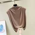 thumbnail image 3 of 2025 Femmes Col Roulé Sans Manches Coton 4X Femmes Haut Uni Décontracté Ample Tunique 3TG Hauts Femmes Haut T-Shirt, 3 of 4