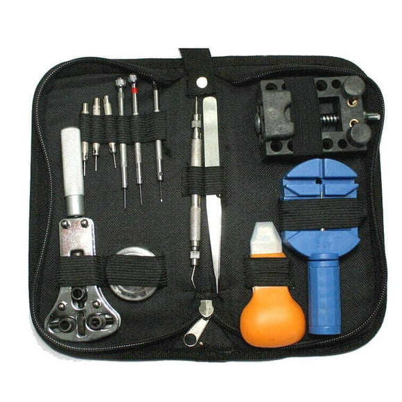 13 Pièces Montre Réparation Kit Outil avec Boîtier Zip Durable, Bracelet Ajuster Pin Kit Dorsal Fixer Batterie Bracelet Pin Punch
