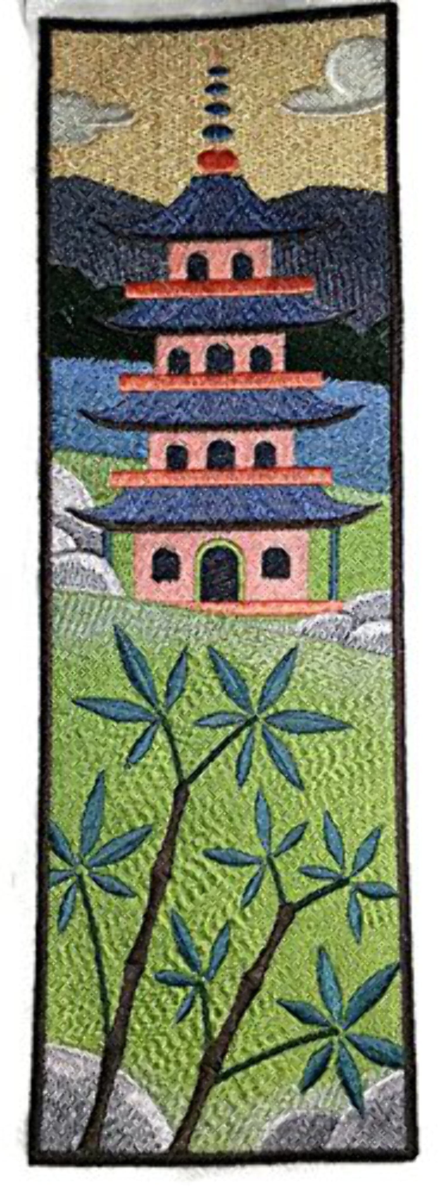 Custom Japanese Garden panel Embroidered Iron On/Sew patch [11.73" x 3.89"]