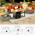 thumbnail image 4 of Ovios 6 Pieces Patio Fire Pit Set All Weather Wicker Outdoor Conversation Set with Coffee Table,Orange Red, 4 of 7