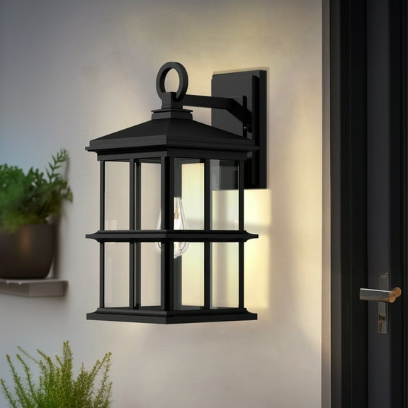 Outdoor Light Fixture Exterior Wall Mount Lantern Sconce Clear Glass Porch Light for Front Door Patio House Garage