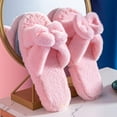 thumbnail image 3 of Women's Cross Plush House Slippers Cute Bow Soft Fleece Indoor or Outdoor Slippers, 3 of 7