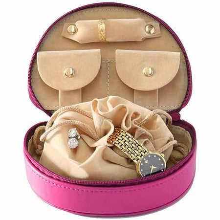 Royce Leather Mini Jewelry Zippered Travel Case in Genuine Leather