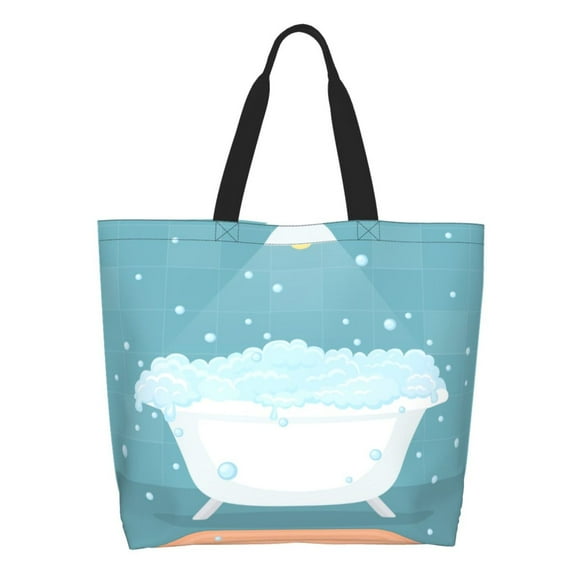 Fotbe Bathtub with Soap Bubbles Bolsa Tote Estética de Lona con Estampado para Mujer - Bolsa Reutilizable de Hombro Casual para Vacaciones, Compras, Trabajo y Gimnasio