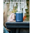 thumbnail image 4 of 12oz Insulated Coffee Mug with Lid – Includes Two Lids, Stainless Steel Coffee Travel Mug with Handle, Double Wall Vacuum Insulated Camping Mug for Home, Office & Outdoor, Navy Blue, 4 of 4