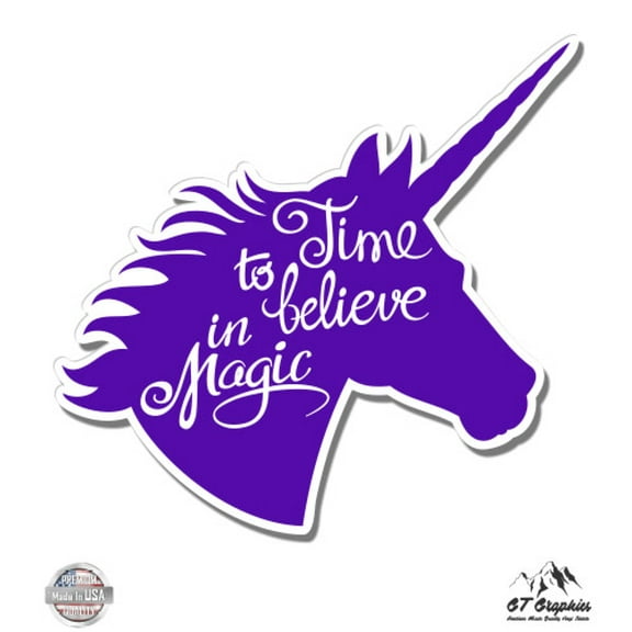 Unicorn Believe in Magic - 3" Vinyl Sticker - For Car Laptop I-Pad Phone Helmet Hard Hat - Waterproof Decal