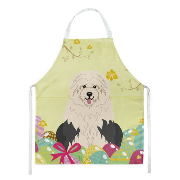 Carolines Treasures BB6096APRON Easter Eggs Old English Sheepdog Apron Large multicolor