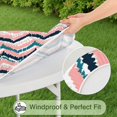 thumbnail image 5 of Stretch Fit Boho Table Cover with Elastic Edge, Floral Printed 56 Inch Round Cloth for Dining and Events, 5 of 7