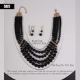 thumbnail image 3 of 1920s Flapper Faux Pearl Strand Necklace and Earrings Set Boho Vintage Layered Long Chunky Crystal Stacked Choker for Women, 3 of 12