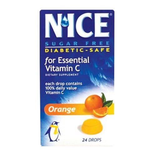 Nice Throat and Cough Sugar Free Lozenges VitaminC Orange, 24 ea/Pack
