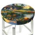 thumbnail image 3 of Picia Cozy Cottage Lakeside Sunset Pattern Round Stool Covers Comfy Seat Covers Stretch Removable Washable Chair Slipcover Round Bar Chair Cushion Cover-14 inch, 3 of 7