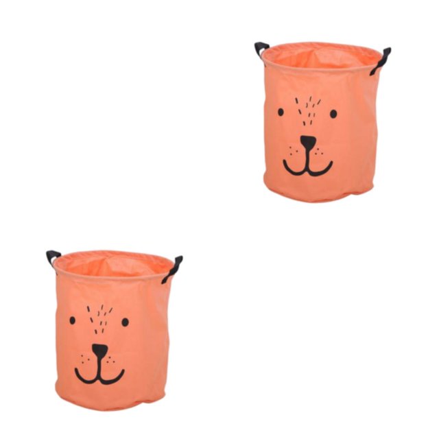 Ounissouiy Cesto plegable impermeable para la colada, gran capacidad de almacenamiento, juguetes para niños, artículos diversos, cubo redondo, Naranja/M 2piezas