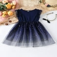 thumbnail image 3 of Filles Tout-Petits Été Sans Manches O Cou Étoile Lune Impression Tulle Robe, 3 of 9