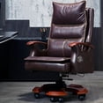 thumbnail image 2 of Leather Ergonomic Office Chair Computer Editor Modern Wheels Mobile Armchairs Wooden Relaxing Sillas De Oficina Office Supplies My Lux Decor Round, 2 of 26