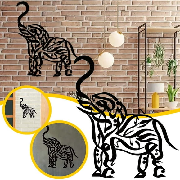 Riforla 1pc Elephant Style Wall Art Wall Decoration Elegant Wall Decoration Modern Design Suitable for Home or Office Hangs Black 30x30x0.5cm