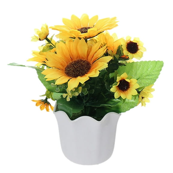 Tkrady Sunflower Artificial Flowers Pot, Outdoor UV Resistant -Greenery, for Home Bathroom Kitchen