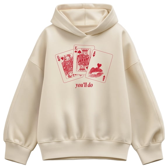 Instant Message - You'll Do Playing Cards Oversized Fleece Hoodie Sweatshirt