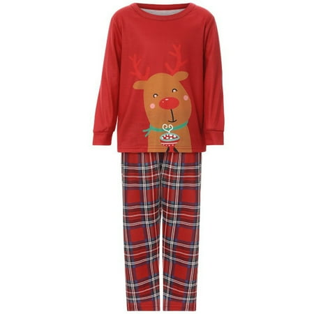 

Christmas decorations Stocking stuffers Red Parent-child Attire Christmas Suits Patchwork Plaid Printed Homewear Round Neck Long Sleeve Pajamas Two-piece Dad Sets