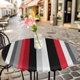 thumbnail image 3 of Black Red Stripes Elastic Fitted Round Table Cover Striped Waterproof Outdoor Tablecloth for Holiday Party, Picnic, Patio & Dining Fits Tables Up to 45"-54", 3 of 8