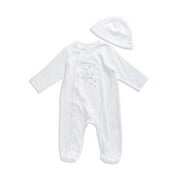 Little Me Welcome World Footie Sleeper-3M/White