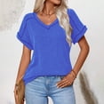 thumbnail image 2 of Weikingp Women's Short Sleeve Shirts，Basic T Shirts for Women Womens Going Out Tops Womens Summer Tops Womens Oversized Tee Shirts Cute Graphic Tees T Shirts for Women Blue L, 2 of 8