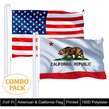 G128 3x5FT USA American & California State Flag Set – 100% Polyester With Tags