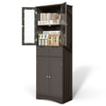 thumbnail image 5 of Asofer 67" Storage Cabinet, Tall w/Glass Door & 2 Drawers, Dark Brown, 5 of 10
