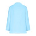 thumbnail image 4 of lcziwo Cotton Linen Long Sleeve Shirts for Women Button Down V Neck Plain Blouses Plus Size Loose Fitted Tees Dressy Casual Summer 2025 Tops Lightweight Comfortable Tunic Tee Blue,XL, 4 of 5