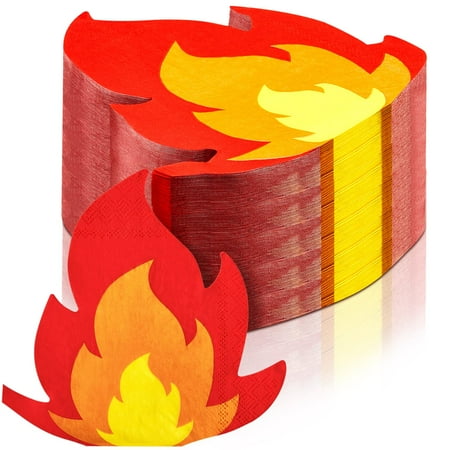 Henoyso 100 Pcs PriNst Fire Napkins 6. 5 Inch Flame Napkins Disposable Paper for Firefighter Theme Fire Truck Birthday Pentecost Fireman Graduation Bonfire Survivor Camping BBQ Party Supplies