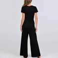 thumbnail image 6 of TrendVibe365 Jumpsuits for Women Dressy Party Black Ribbed Pants Solid Elastic Empire Waist Loose Fit Palazzo Trendy Overalls Long Short Sleeve Rompers Clothes People Dupe, 6 of 7