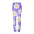 thumbnail image 5 of DeHolifer Womens Stretch Yoga Leggings Flower Printed Fitness Running Gym Sports Full Length Active Pants Yoga Full Length Pants Purple M, 5 of 6