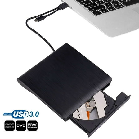 Deago Slim Portable External CD DVD RW Optical Drive USB 3.0 Writer Burner Player Reader for Laptop Desktop PC - Black
