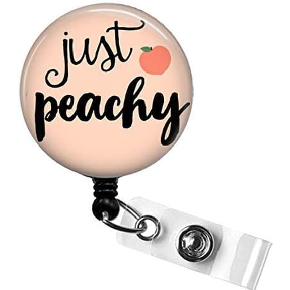 Just Peachy Badge Reel – Cute Peach ID Clip for Nurses, Teachers, RN Gift, Summer or Georgia Badge | Scrapheart