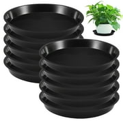 Bocaoying 10 Pack Plant Saucer Tray, 12" Durable Thicker Plastic Plant Pot Trays, Flower Plant Pot Saucer, Heavy Duty Plastic Plant Saucers for Indoor Outdoor Garden(Black)