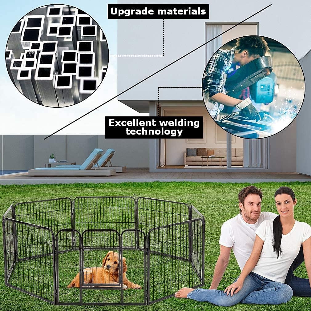 BestPet 32"H 8 Panel Folding Metal Dog Exercise Fence Heavy Duty Pet Playpen