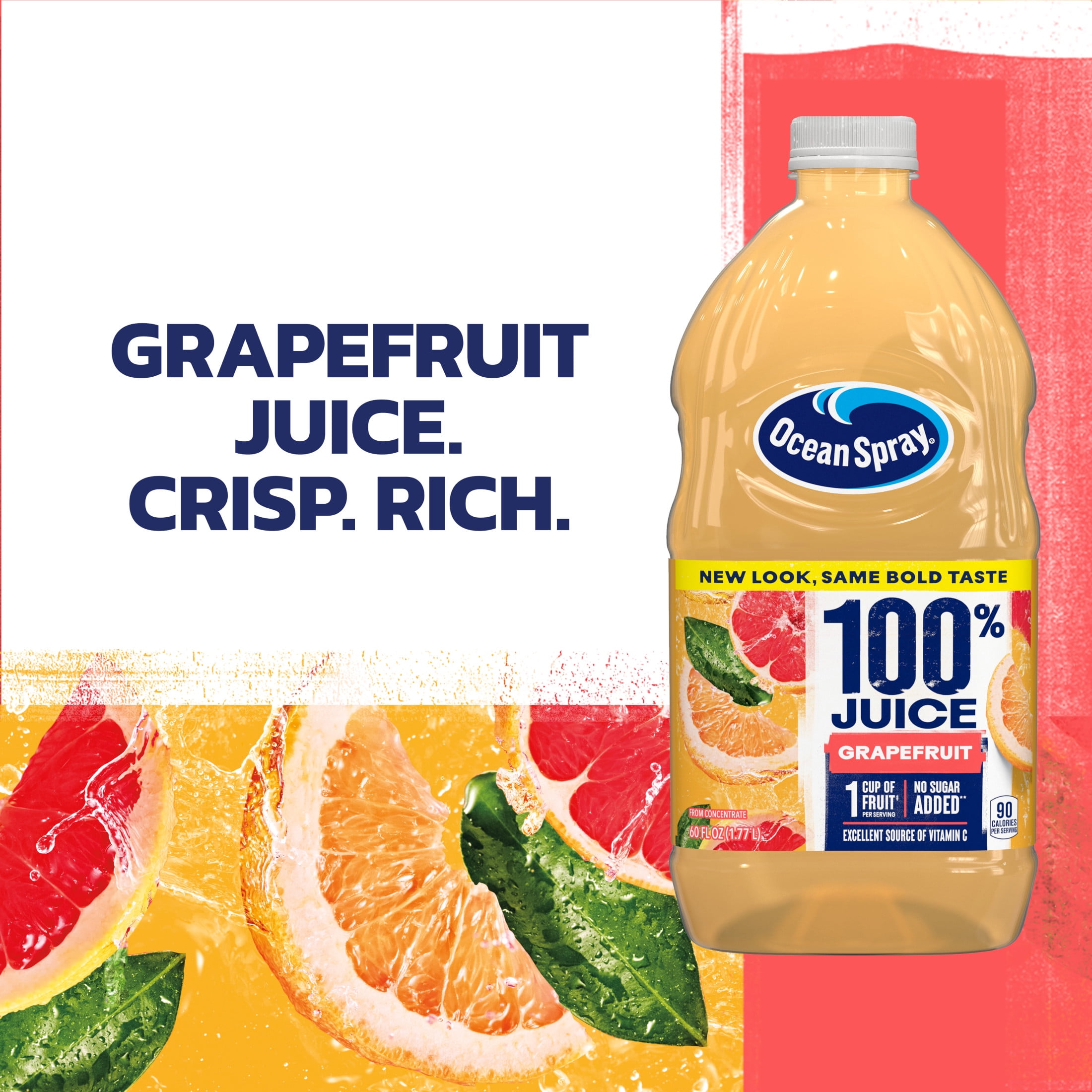 (3 pack) Ocean Spray® 100% Grapefruit Juice, 100% Juice, 60 fl oz Bottle