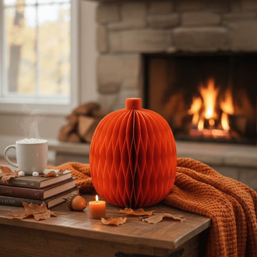 Paper Honeycomb Pumpkin Decoration, Orange, 11.8", Halloween by Way To Celebrate