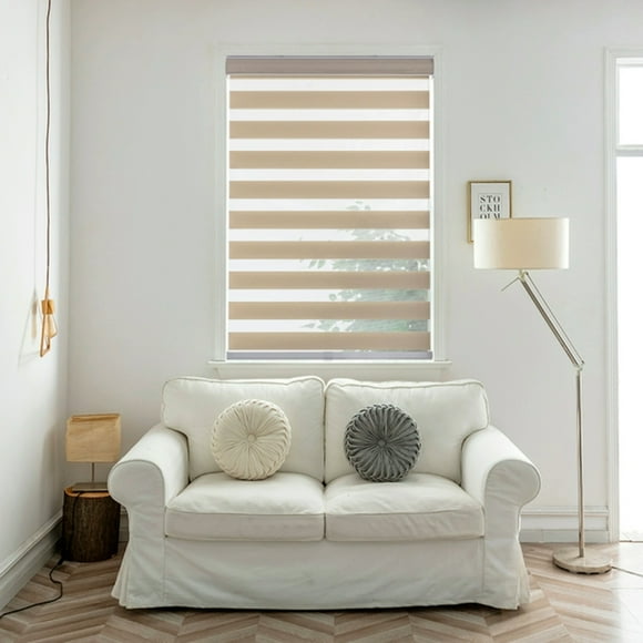 Cordless Zebra Blinds for Patios and Windows - Taupe Beige : 40" X 84" Height (can roll down to 84" Lenght and and stop at your desired height)
