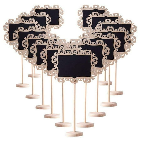 

14 PCS Mini Decorative Border Chalkboard Signs with Stand Black Board for Weddings Place Cards Parties Message Board Signs and Decorating