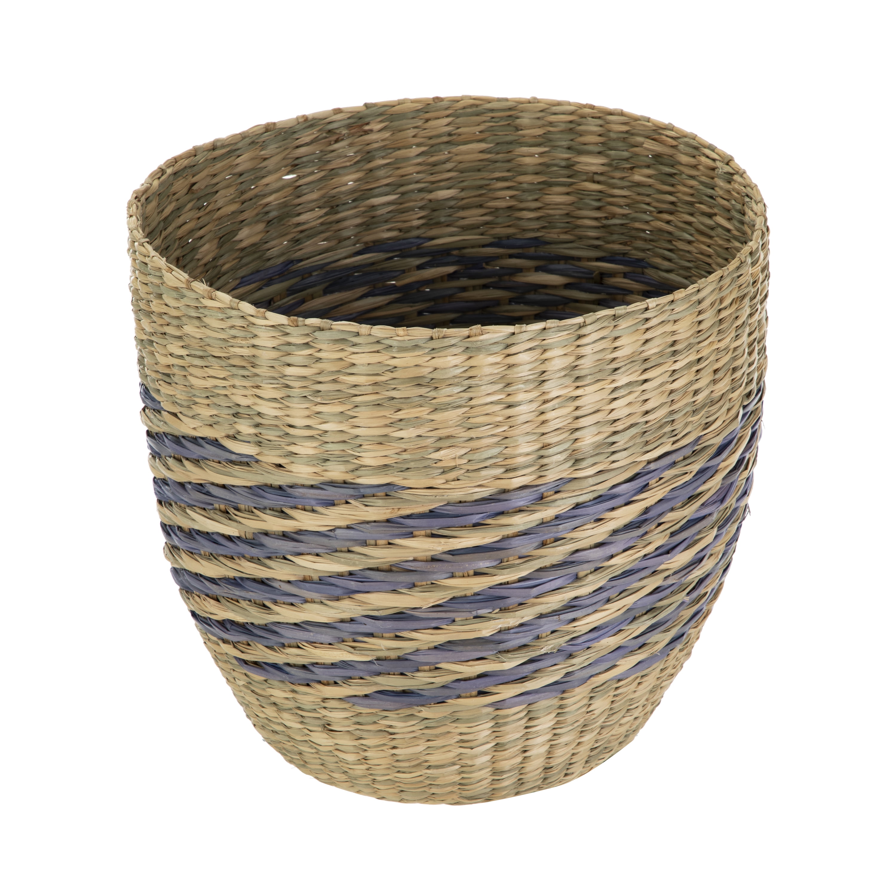 Homezone 9" Tapered Seagrass Basket with Modern Blue Detail