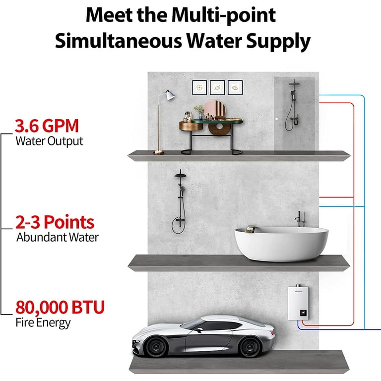 MIZUDO Natural Gas Tankless Water Heater Instant Hot Indoor Gas Tankless Water  Heater On Demand Water Heater for Home 3.6 GPM - Walmart.com