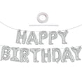 thumbnail image 2 of Banner plateado de globos de feliz cumpleaños, 16 pulgadas, letras de lámina de mylar, ban Toniful TONIFUL, 2 of 2