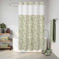 thumbnail image 6 of No Hook Shower Curtain, Sage Green Flowers Shower Curtains for Bathroom with See Through Top Window, Rustic Pastoral Botanical Floral Leaf Waterproof & Washable Bath Curtain Small Stall 36"x78", 6 of 9